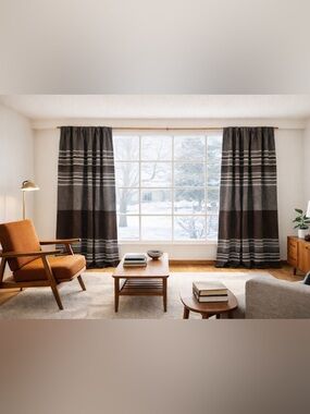 Brutalist MCM 1970s Texture Curtain Panels – Architectural Stripe Drapes (4)